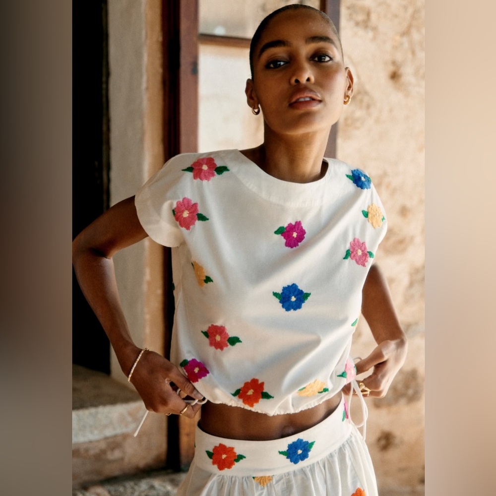 Sezane Jocasta Blouse Ancolie Multico - Size 4